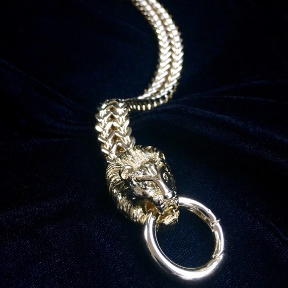 LION DOUBLE FRANCO BRACELET 18K GOLD MADE IN ITALY - Picture 3 of 8
